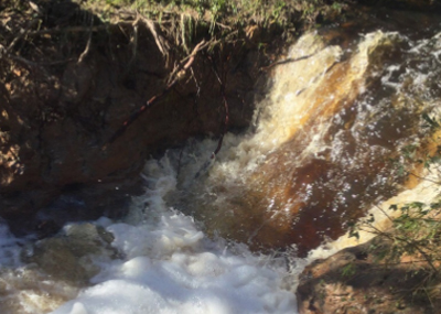 Check for evidence of erosion in earthen spillways and where pipes discharge along the toe of the dam. 